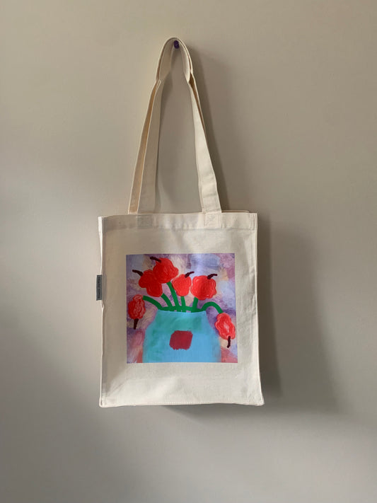 Flower Pot Organic Cotton Small Tote Bag